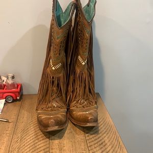 Corral fringe Swarovski crystals cowboy boots